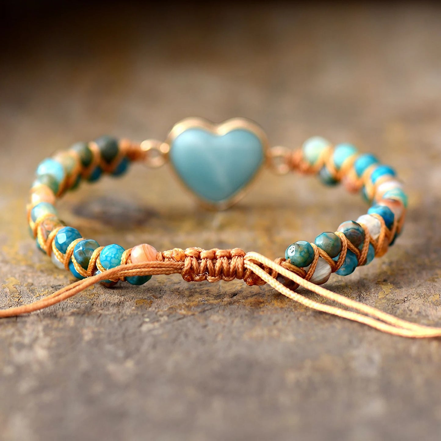 Handcrafted Amazonite Bracelet with Heart Shapes