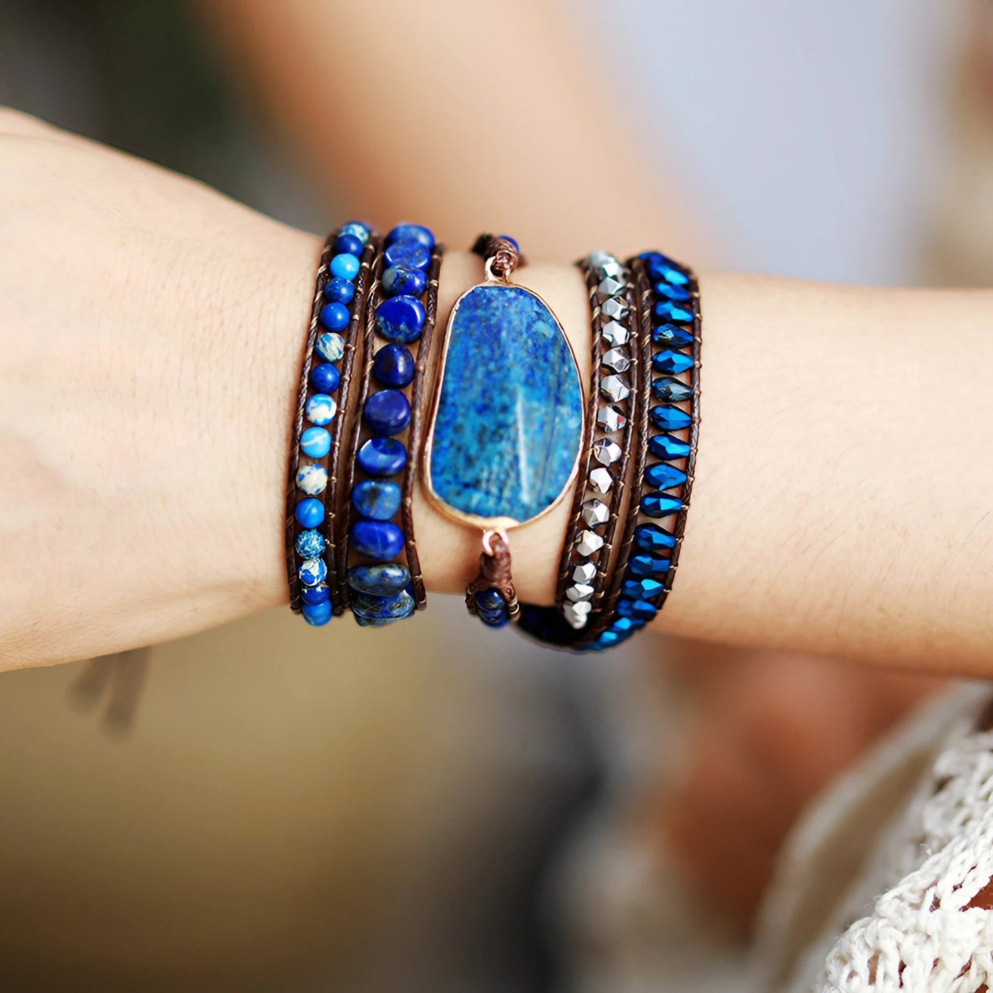 Handwoven Lapis Lazuli Bracelet