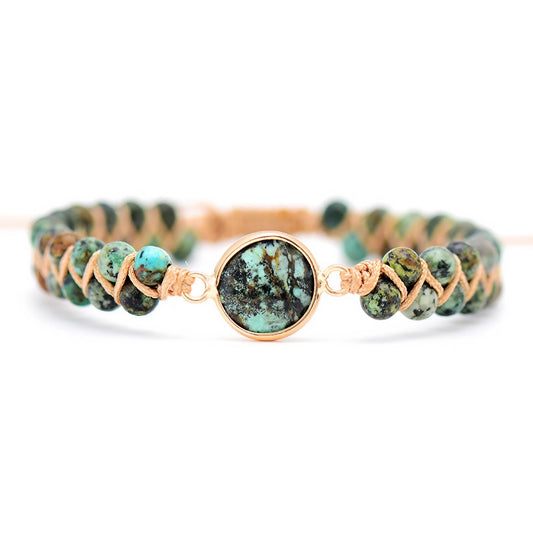 African Turquoise Double-layer Handwoven Bracelet