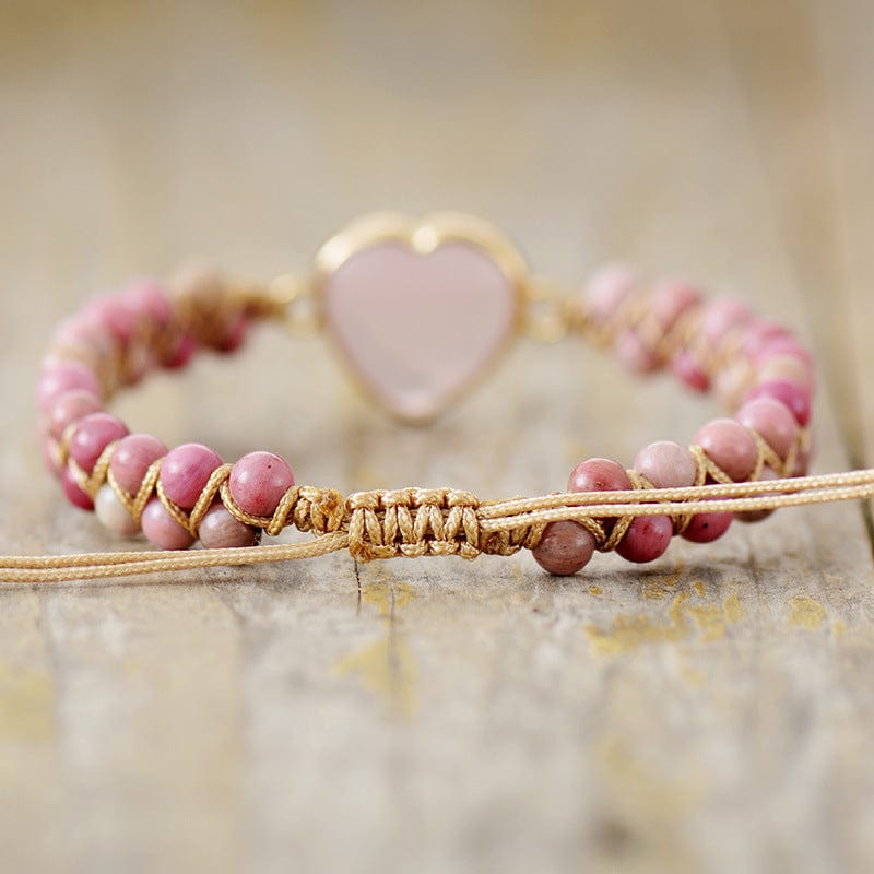 Heart-shaped Natural Stone Handwoven Bracelet