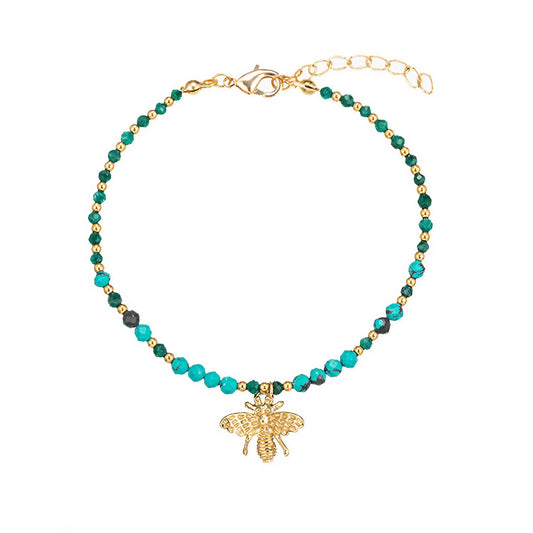 Bee pendant and turquoise bracelet