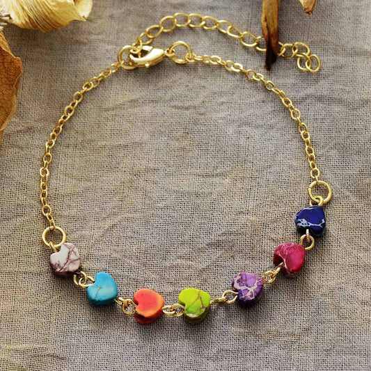 Colorful Heart-shaped Imperial Jasper Handmade Bracelet