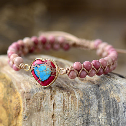 Handcrafted Amazonite Bracelet with Heart Shapes